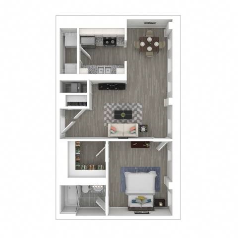 A dollhouse living room with a couch, chair, and coffee table.